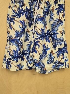 Men's Blue Palm Tree Tropical Swim Trunks